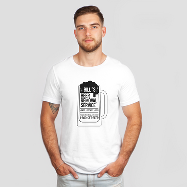 custom name beer removal service white shirt